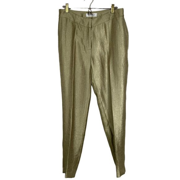 Kasper 2 piece Kristy Slim Fit Pant Suit Slacks Open Front Blazer Gold M… - Picture 8 of 13